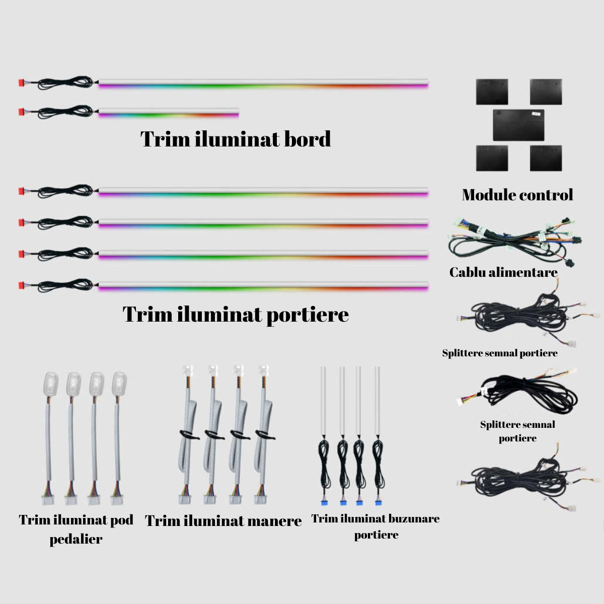Mercedes Benz - Lumini ambientale dedicate Mercedes-Benz S Class W221 2005-2013, RGB Acrilice 18 in 1 Dinamice cu efect symphony, Control din Aplicatie Bluetooth