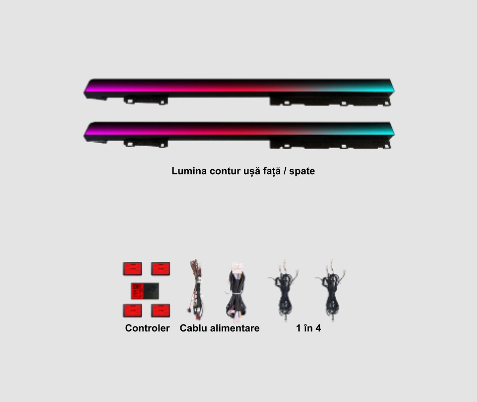 Tesla - Lumini ambientale dedicate Tesla Model Y 2020-2023, RGB Acrilice 2 in 1 Dinamice cu efect symphony, Control din Aplicatie Bluetooth / Display original