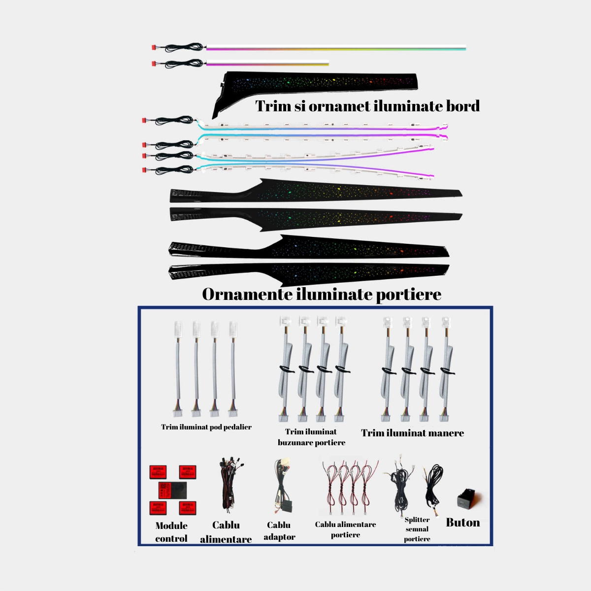 Volkswagen - Lumini ambientale dedicate Volkswagen Passat B8 2014-2018, RGB Acrilice 23 in 1 Dinamice cu efect symphony, Control din Aplicatie Bluetooth / Buton