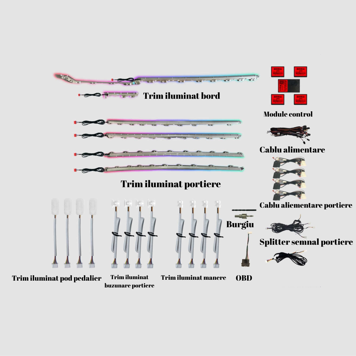Volkswagen - Lumini ambientale dedicate Volkswagen Passat CC 2017-2021, RGB Acrilice 18 in 1 Dinamice cu efect symphony, Control din Aplicatie Bluetooth / Display original