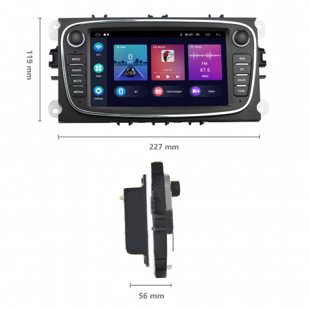 Navigatie Dedicata Ford Focus, Mondeo,C-Max, Kuga, 7inch, 2Gb Ram, 64Gb stocare, Carplay, Negru [5]