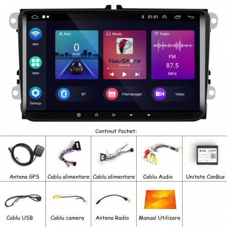 Navigatie Dedicata Volkswagen, 9Inch,2Gb Ram, 64Gb stocare, Carplay [3]