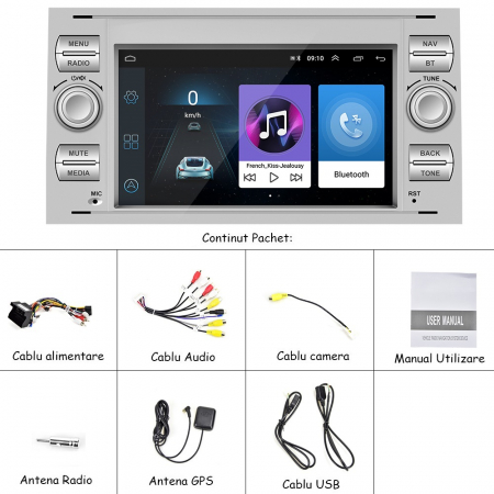 Navigatie Dedicata Ford, 7Inch, 2Gb Ram, 64Gb stocare, Waze, Youtube, Gri [7]