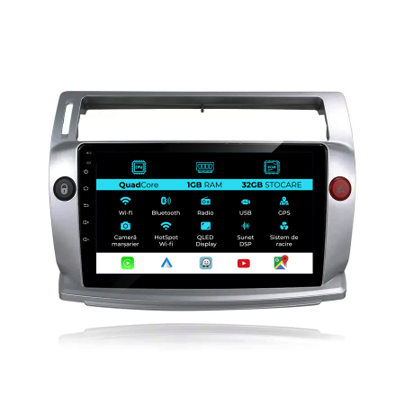 C4 (2004 - 2012) - Navigatie Android Dedicata Citroen C4 (2004-2009), 9Inch, 1Gb Ram, 32Gb Stocare, Carplay