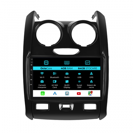 Duster (2010 - 2020) - Navigatie Dedicata Dacia Duster (2010-2020), 9Inch, 4Gb Ram, 64Gb Stocare, Carplay