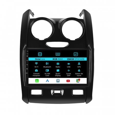Duster (2010 - 2020) - Navigatie Dedicata Dacia Duster (2010-2020), 9Inch, 8Gb Ram, 256Gb Stocare, Carplay