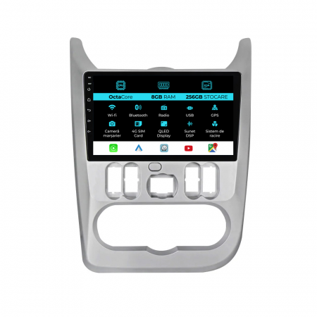 Duster (2010 - 2020) - Navigatie Dedicata Dacia Logan/Duster/Sandero (2008-2013), 9Inch, 8Gb Ram, 256Gb Stocare, Carplay