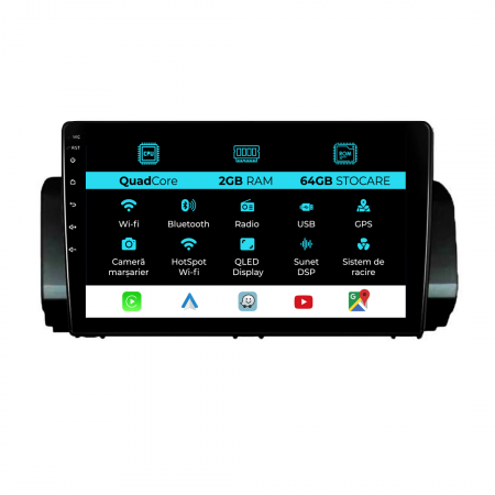 Sandero 3 (2021 - 2023) - Navigatie Dedicata Dacia Logan/Sandero/Jogger (2021-2023), 9Inch, 2Gb Ram, 64Gb Stocare, Carplay