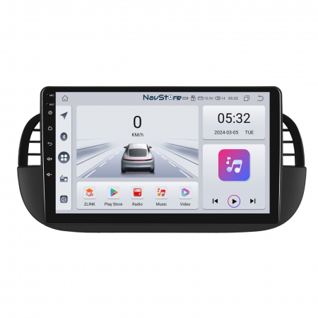 500 (2007 - 2015) - Navigatie Android Dedicata Fiat 500 (2007 - 2015), 9Inch, 4Gb Ram, 64Gb Stocare, Bluetooth, WiFi, Carplay