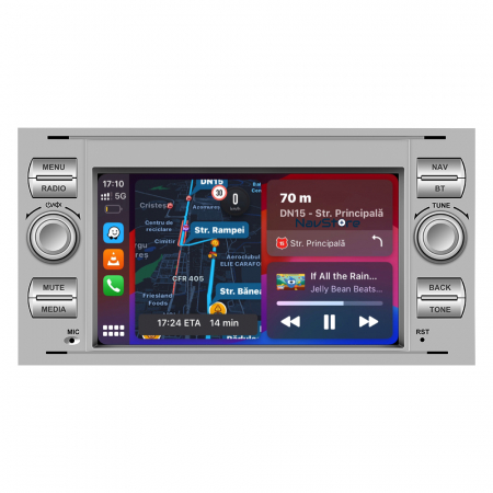 Fiesta (2004 - 2009) - Navigatie Dedicata Ford, 7Inch, 4Gb Ram, 64Gb stocare, Carplay, Argintiu