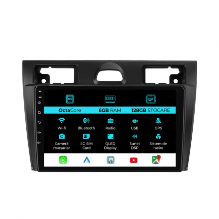 Fiesta (2004 - 2009) - Navigatie Dedicata Ford Fiesta (2006-2011), 9Inch, 6Gb Ram, 128Gb Stocare, Carplay