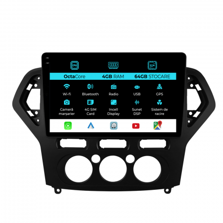 Mondeo (2007 - 2014) - Navigatie Android Dedicata Ford Mondeo (2007-2014), 10Inch, 4Gb Ram, 64Gb Stocare, Carplay