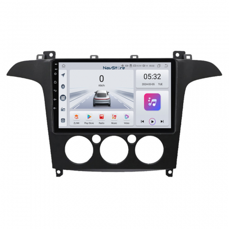 S-MAX (2006 - 2015) - Navigatie Android Dedicata Ford S-Max (2006 - 2015) 9Inch, 4Gb Ram, 64Gb Stocare, Bluetooth, WiFi, Carplay, Clima manuala