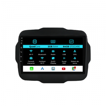 Renegade (2016-2020) - Navigatie Dedicata Jeep Renegade (2016-2020), 9Inch, 2Gb Ram, 64Gb Stocare, Carplay