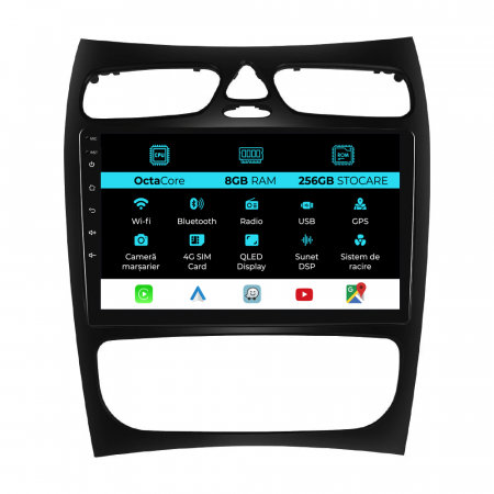 C-Class W203 (2000-2011) - Navigatie Dedicata Mercedes C-Class W203 CLK W209 (2000 - 2005), 9Inch, 8Gb Ram, 256Gb Stocare, Carplay