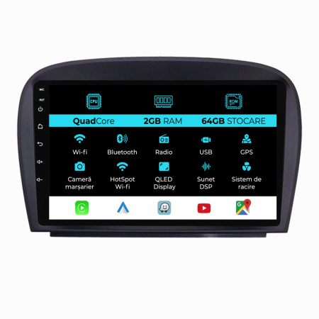 SL R230 (2001 - 2011) - Navigatie Dedicata Mercedes SL R230 (2001-2011), 9Inch, 2Gb Ram, 64Gb Stocare, Carplay