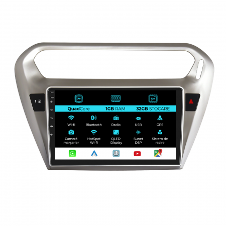 C-Elysee (2013 - 2018) - Navigatie Dedicata Peugeot 301, Citroen C-Elysee (2013-2018), 9Inch, 1Gb Ram, 32Gb Stocare, Carplay