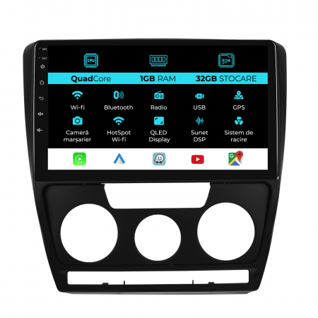 Octavia 2 (2004 - 2013) - Navigatie Dedicata Skoda Octavia 2 (2004 - 2013), 10Inch, 1Gb Ram, 32Gb Stocare, Carplay