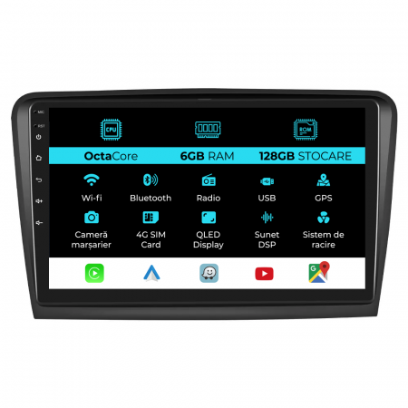 Superb 2 (2008 - 2015) - Navigatie Dedicata Skoda Superb 2 (2008-2015), 10Inch, 6Gb Ram,128Gb Stocare, Carplay