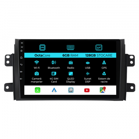 SX4 (2006 - 2014) - Navigatie Dedicata Suzuki SX4 (2006-2012), 9Inch 6Gb Ram, 128Gb Stocare, Carplay