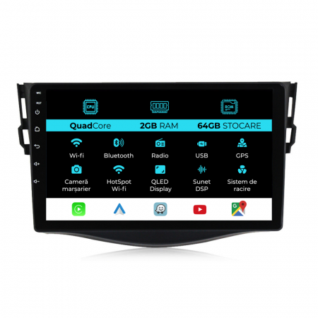 Rav 4 (2006-2013) - Navigatie Dedicata Toyota Rav 4 (2006-2013), 9Inch, 2Gb Ram, 64Gb Stocare, Carplay