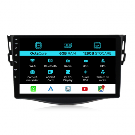 Rav 4 (2006-2013) - Navigatie Dedicata Toyota Rav 4 (2006-2013), 9Inch, 6Gb Ram, 128Gb Stocare, Carplay