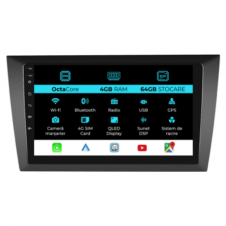 Golf 6 (2009 - 2013) - Navigatie Android Dedicata Volkswagen Golf 6 (2009 - 2013), 9 Inch, 4Gb Ram, 64Gb stocare, Carplay