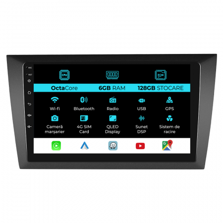 Golf 6 (2009 - 2013) - Navigatie Dedicata Volkswagen Golf 6 (2009 - 2013), 9 Inch, 6Gb Ram, 128Gb stocare, Carplay