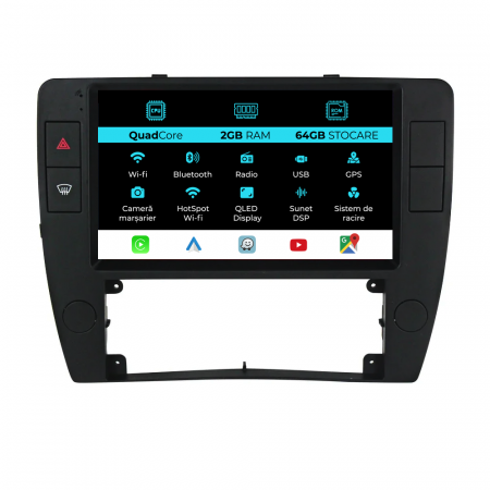 Passat B5 (2000 - 2005) - Navigatie Dedicata Volkswagen Passat B5 (2000-2005), 9Inch, 2Gb Ram, 64Gb Stocare, Carplay