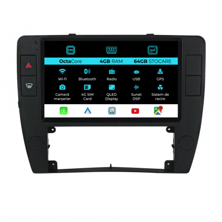 Passat B5 (2000 - 2005) - Navigatie Dedicata Volkswagen Passat B5 (2000-2005), 9Inch, 4Gb Ram, 64Gb Stocare, Carplay