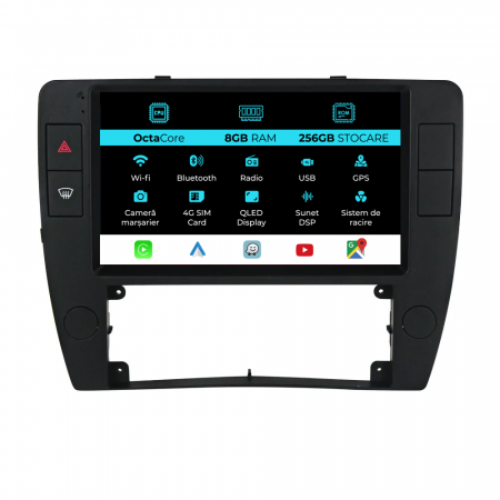 Passat B5 (2000 - 2005) - Navigatie Dedicata Volkswagen Passat B5 (2000-2005), 9Inch, 8Gb Ram, 256Gb Stocare, Carplay