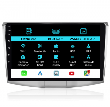 Navigatie Dedicata Volkswagen Passat B6, B7, CC (2005 -2015), 10Inch, 8Gb Ram, 256Gb Stocare, Carplay