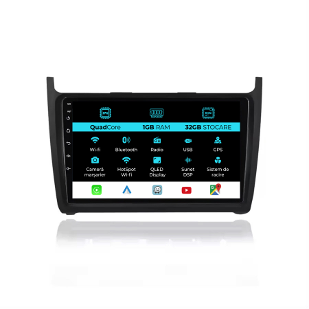Navigatie Dedicata Volkswagen Polo (2009-2018), 9Inch, 1Gb Ram, 32Gb Stocare, Carplay