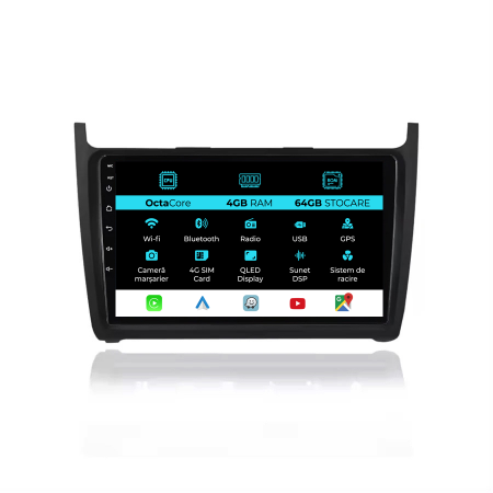 Polo (2009 - 2018) - Navigatie Android Dedicata Volkswagen Polo (2009-2018), 9Inch, 4Gb Ram, 64Gb Stocare, Carplay