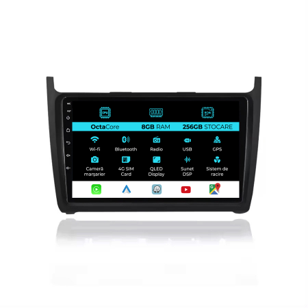Navigatie Dedicata Volkswagen Polo (2009-2018), 9Inch, 8Gb Ram, 256Gb Stocare, Carplay