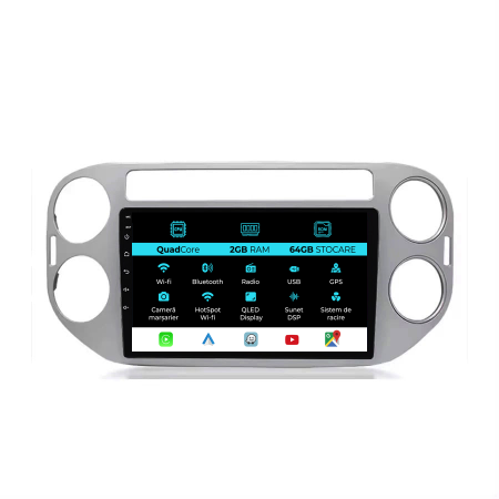 Tiguan (2007 - 2015) - Navigatie Android Dedicata Volkswagen Tiguan (2006-2016), 9Inch, 2Gb Ram, 64Gb Stocare, Carplay