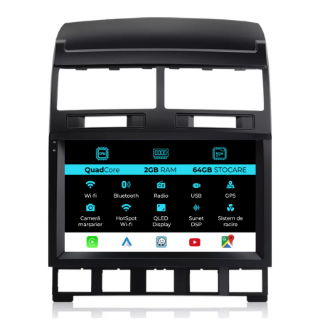 Touareg (2003 - 2010) - Navigatie Android Dedicata Volkswagen Touareg (2003-2010), 9Inch, 2Gb Ram, 64Gb Stocare, Carplay