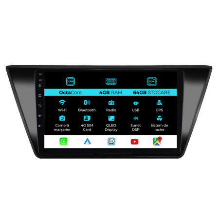 Touran (2015 - 2020) - Navigatie Android Dedicata Volkswagen Touran (2014 - 2020), 10Inch, 4Gb Ram, 64Gb Stocare, Carplay