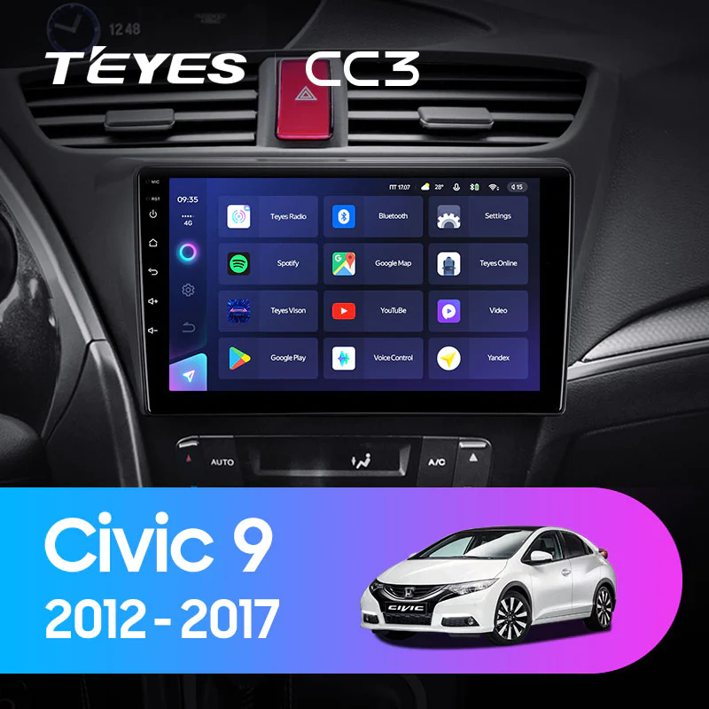 Navigatie Auto cu Asistenta AI Teyes CC4 PRO Honda Civic 9 2011-2017 8+128GB 9.5" QLED, Android 13, 5G, 7.1 DSP, CarPlay [1]
