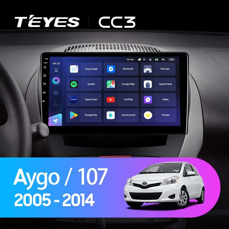 Navigatie Auto cu Asistenta AI Teyes CC4 PRO Peugeot 107 2005-2014 8+128GB 10.36" QLED, Android 13, 5G, 7.1 DSP, CarPlay [1]