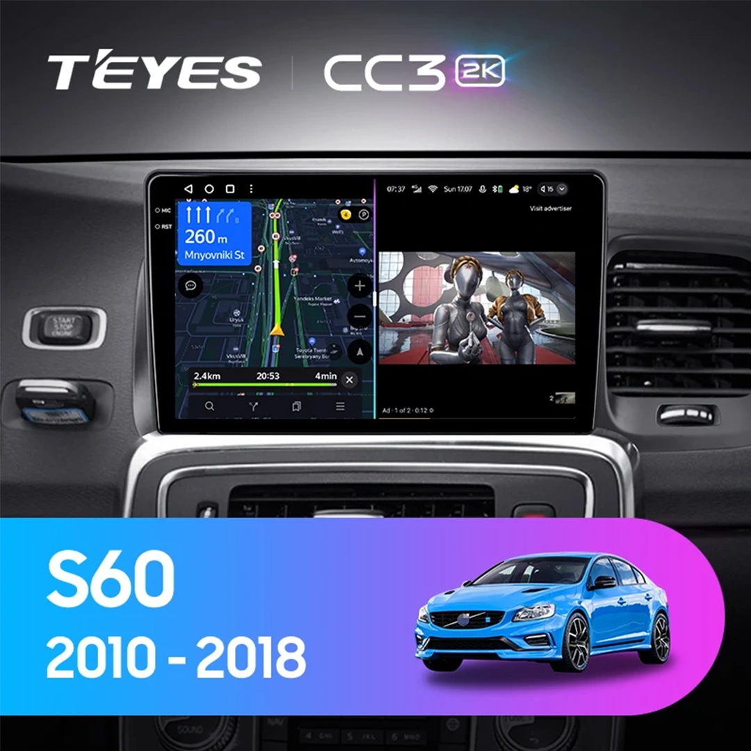 Navigatii Android - Navigatie Auto cu Asistenta AI Teyes CC4 PRO Volvo S60 2011-2018 8+128GB 9.5" QLED, Android 13, 5G, 7.1 DSP, CarPlay
