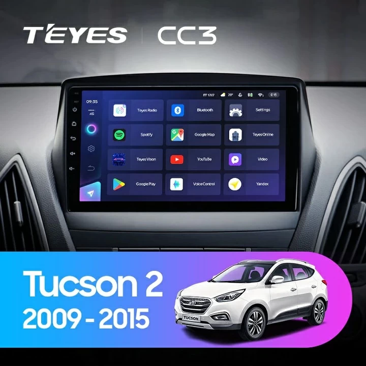 Navigatie Auto Teyes CC3 2K 360° Hyundai Tucson 2 2009-2015 6+128GB 9.5" QLED Octa-core 2Ghz, Android 4G Bluetooth 5.1 DSP [1]