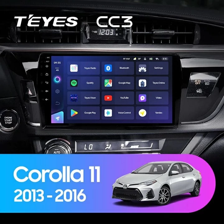Navigatie Auto Teyes CC3 2K 360° Toyota Corolla 11 2012-2016 6+128GB 10.36" QLED Octa-core 2Ghz, Android 4G Bluetooth 5.1 DSP [1]
