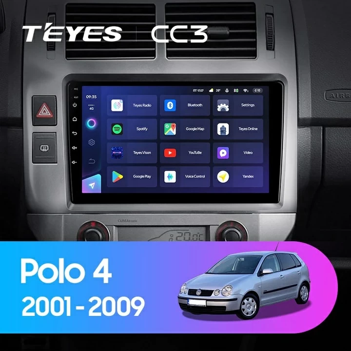 Navigatie Auto Teyes CC3 2K 360° Volkswagen Polo 4 2001-2009 6+128GB 9.5" QLED Octa-core 2Ghz, Android 4G Bluetooth 5.1 DSP [1]