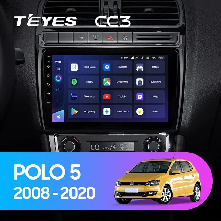 Navigatie Auto Teyes CC3 2K 360° Volkswagen Polo 5 2008-2020 6+128GB 9.5" QLED Octa-core 2Ghz, Android 4G Bluetooth 5.1 DSP [1]