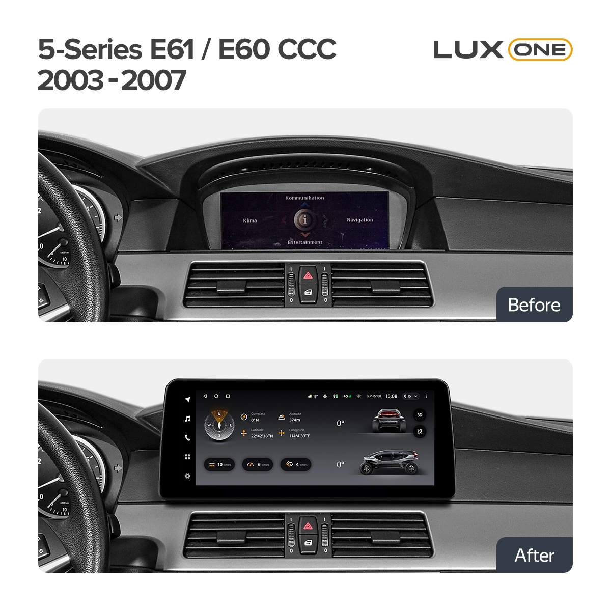 Navigatie auto Teyes Lux One BMW Seria 5 E60 2003-2007 CCC 6+128GB 12.3” IPS Octa-Core 2.0 GHz Android 4G DSP Bluetooth 5.1 [1]
