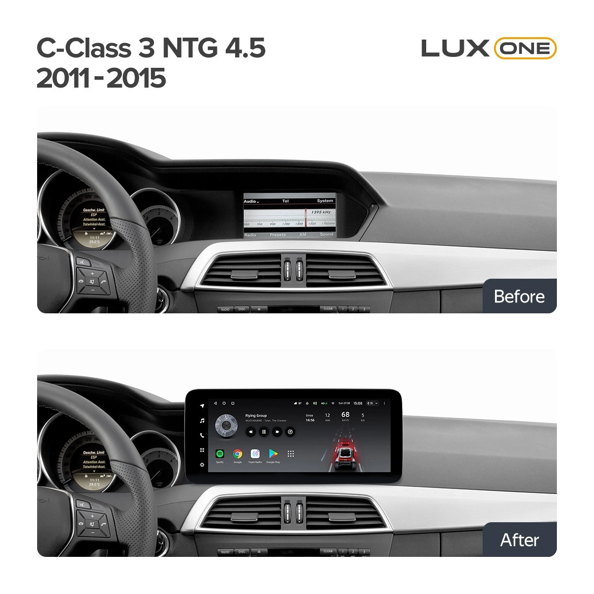 Navigatie auto Teyes Lux One Mercedes-Benz C Class W204 2011-2015 NTG 4.5 6+128GB 12.3” IPS Octa-Core 2.0 GHz Android 4G DSP Bluetooth 5.1 [1]