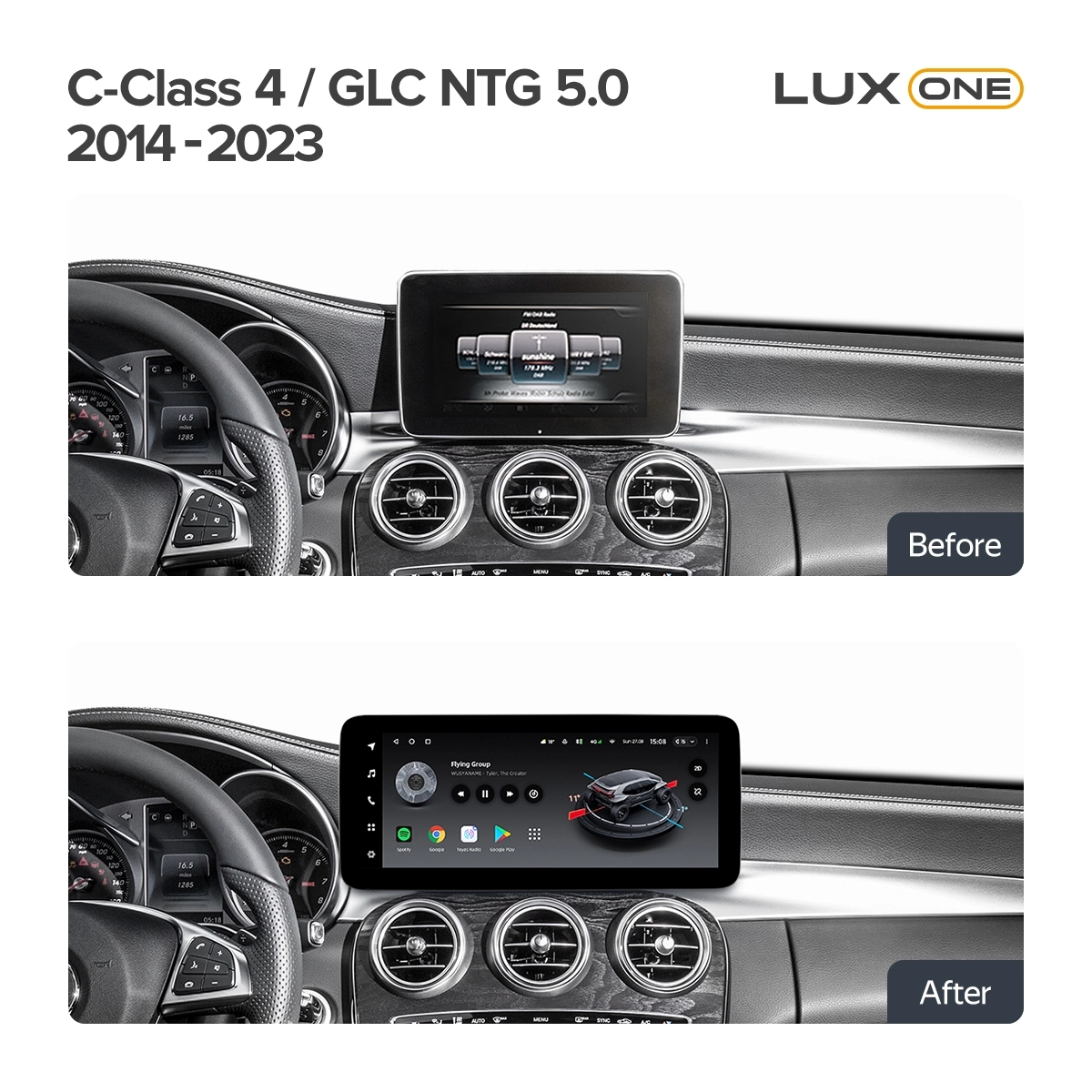Navigatie auto Teyes Lux One Mercedes-Benz C Class W205 2014-2023 NTG 5.0 6+128GB 12.3” IPS Octa-Core 2.0 GHz Android 4G DSP Bluetooth 5.1 [1]