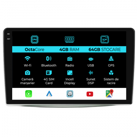 Mito (2008-2018) - Navigatie Dedicata Alfa Romeo Mito (2008-2018), 9Inch, 4Gb Ram, 64Gb Stocare, Carplay