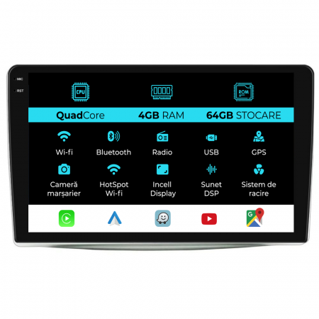 Mito (2008-2018) - Navigatie Dedicata Alfa Romeo Mito (2008-2018),QuadCore, 9Inch, 4Gb Ram, 64Gb Stocare, Carplay